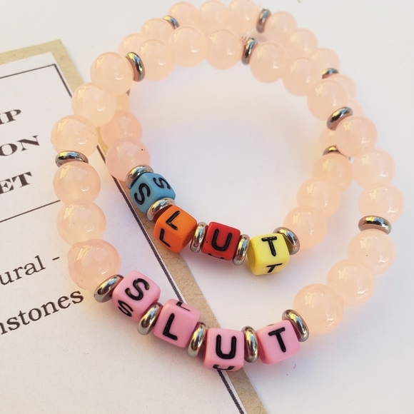 NWT BEST FRIENDS FRIENDSHIP BRACELETS ROSE QUARTZ SLUUT X 2 - Picture 2 of 2